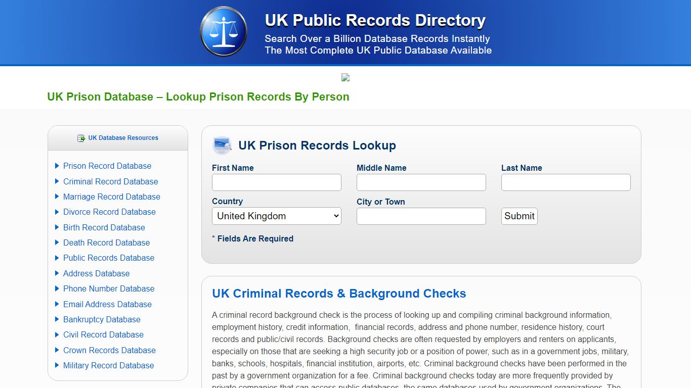 UK Prison Database - Lookup Prison Records By Person - UK Public ...